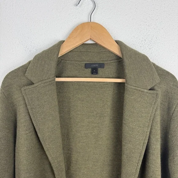 J. Crew Open Front Olive Green Sweater Blazer Coat Medium - Picture 3 of 8